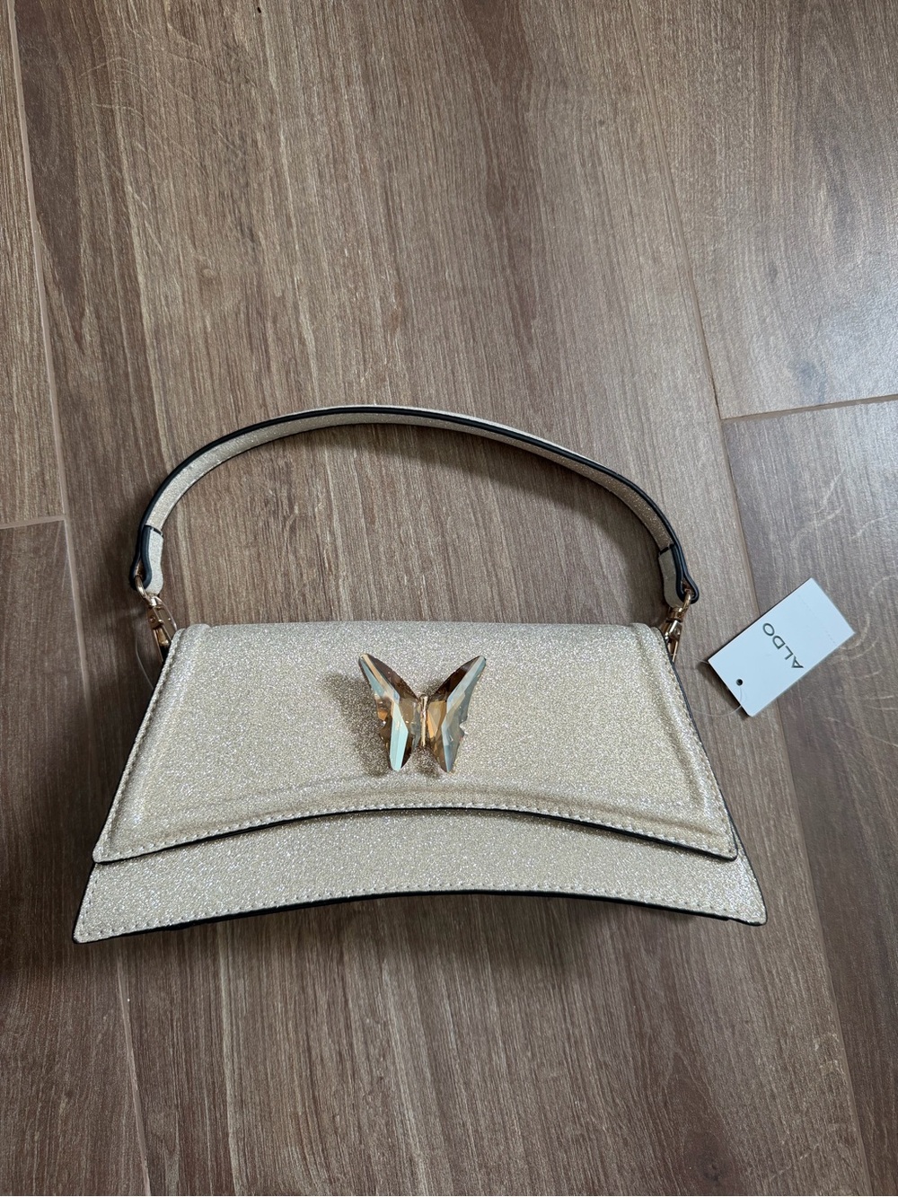 ALDO Gold Glitter Butterfly Shoulder Bag
